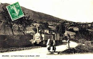 MILIANA - TRAIN A VAPEUR SUR LA ROUTE - 1913